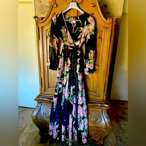 GORGEOUS LONG SEXY DRESS WITH BEADED STONES ON CUFFS